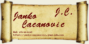 Janko Cacanović vizit kartica